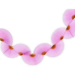 Guirlanda leques de papel de seda rosa e laranja (1 unidade)