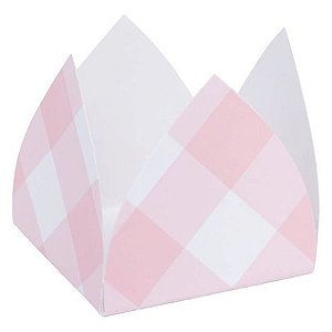 Forminha para doces xadrez rosa (20 unidades)