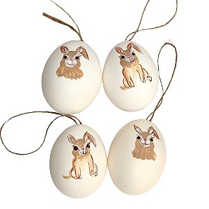 Pendente ovinhos de páscoa com coelhos pintados (4un)