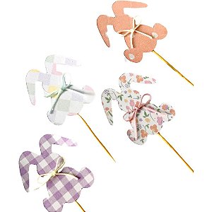 Toppers coelhos laço sortidos (8un)