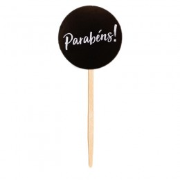 Toppers parabéns preto (10 unidades)