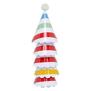 Chapéu de festa listra multicolorida (5 unidades)