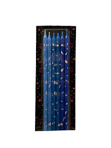 Vela palito azul com prata 6 und