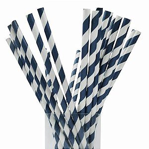 Canudo de papel azul listrado (12 und)