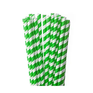 Canudo de papel verde listrado (12und)