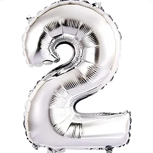 Balão numeral 2 prata metalizado (1 un)