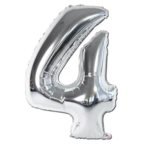 Balão numeral 4 prata metalizado (1 un)