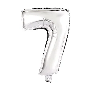 Balão numeral 7 prata metalizado (1 un)