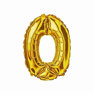 Balão numeral 0 dourado metalizado (1 un)