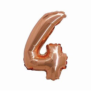 Balão numeral 4 rose gold metalizado (1 un)
