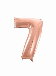 Balão numeral 7 rose gold metalizado (1 un)