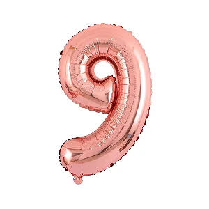 Balão numeral 9 rose gold metalizado (1 un)