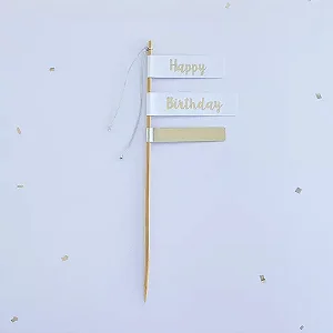 Topo para bolo happy birthday prata (1un)