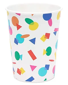 Copo de papel formas geométricas coloridas (10 und)