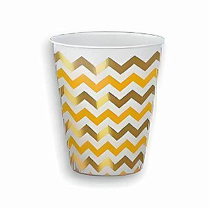 Copo de papel chevron dourado (10 und)
