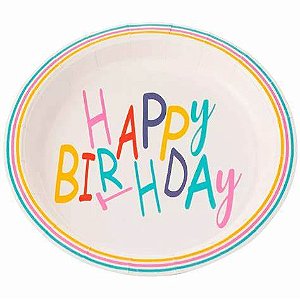 Prato de papel happy birthday (10 un)