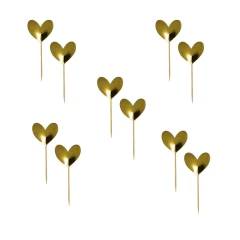 Toppers doces/cupcakes  coração dourado(10 und)