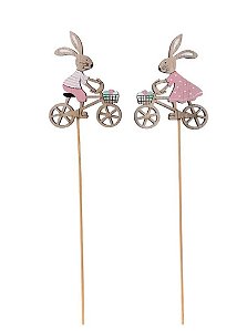 Picks decorativos coelhos na bike (2un)