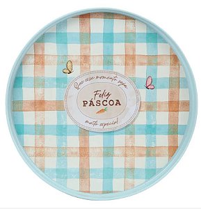 Bandeja de páscoa redonda xadrez (1un)
