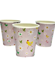 Copo de papel galinhas (8un)