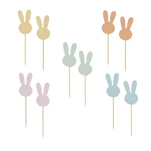 Toppers cabecinha de coelho colorido (10 unidades)
