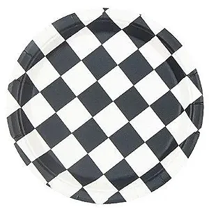 Prato de papel xadrez preto (10 un)