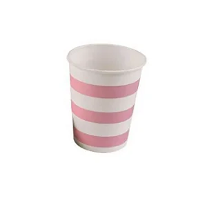 Copo de papel listrado rosa bebe (10 un)