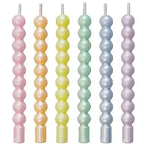 Vela palito espiral metalizada candy color (6 un)
