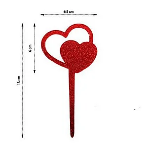 Topo de bolo corações vermelho (01 un)