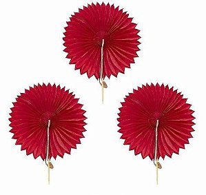 Mini Leque toppers vermelho (3 und)