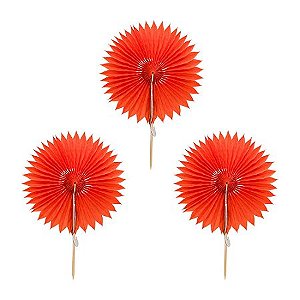 Mini Leque toppers laranja (3 und)