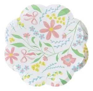 Prato de papel flores (8 und)
