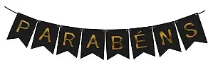 Faixa decorativa parabéns dourado (1 un)