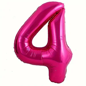 Balão numeral 4 rosa metalizado (1 un)