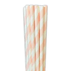 Canudo de papel branco com listras rosas claro (20 und)