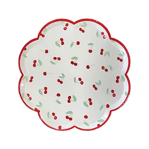 Prato de papel cerejas (8 und)