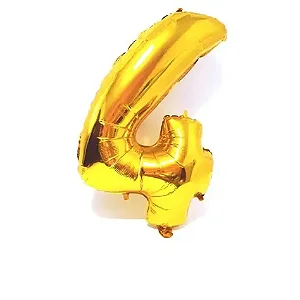 Balão numeral 4 dourado metalizado (1 un)