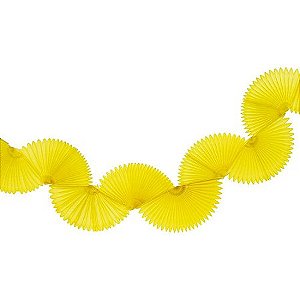 Guirlanda leques de papel de seda amarelo canario (1 und)