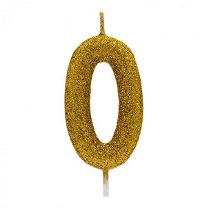 Vela numeral dourado glitter (1 und)