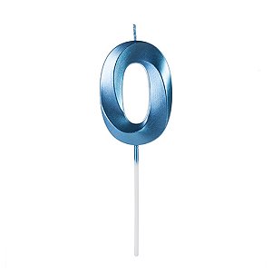Vela numeral metalizada azul (1 und)