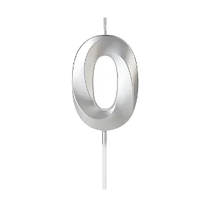 Vela numeral metalizada prata (1 und)
