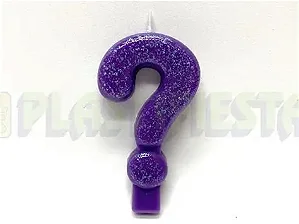 Vela interrogação lílas glitter (01 un)