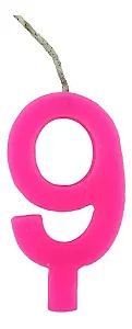 Vela numeral 9 rosa (01 und)
