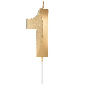 Vela numeral 1 dourado (01 und)