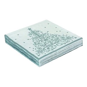 Guardanapo de papel árvore de natal prata (20 und)