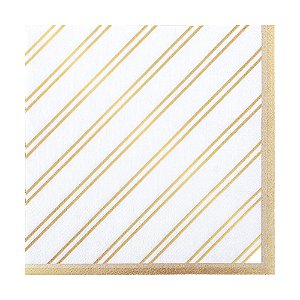 Guardanapo de papel natal listra dourado (20 und)