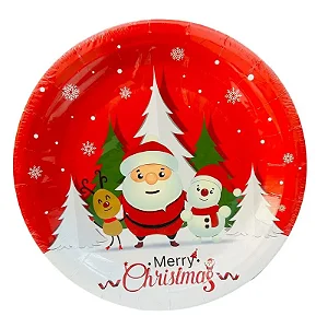 Prato de papel natal estampa merry christmas (10 und)