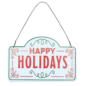 Placa de natal decorativa happy holidays (1 und)