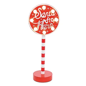 Placa decorativa santa stop here com led branco natal (1 und)