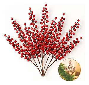 Pick galho cereja decorativo vermelho natal (1 und)